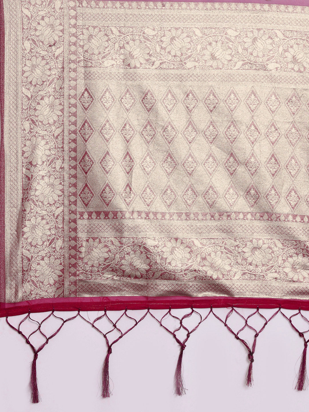 Saree Mall Magenta Ethnic Motifs Zari Organza Banarasi Saree - Distacart
