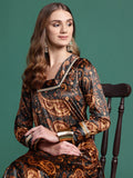 Sangria Velvet Finish Paisley Design Gotta Patti Kurta with Palazzos