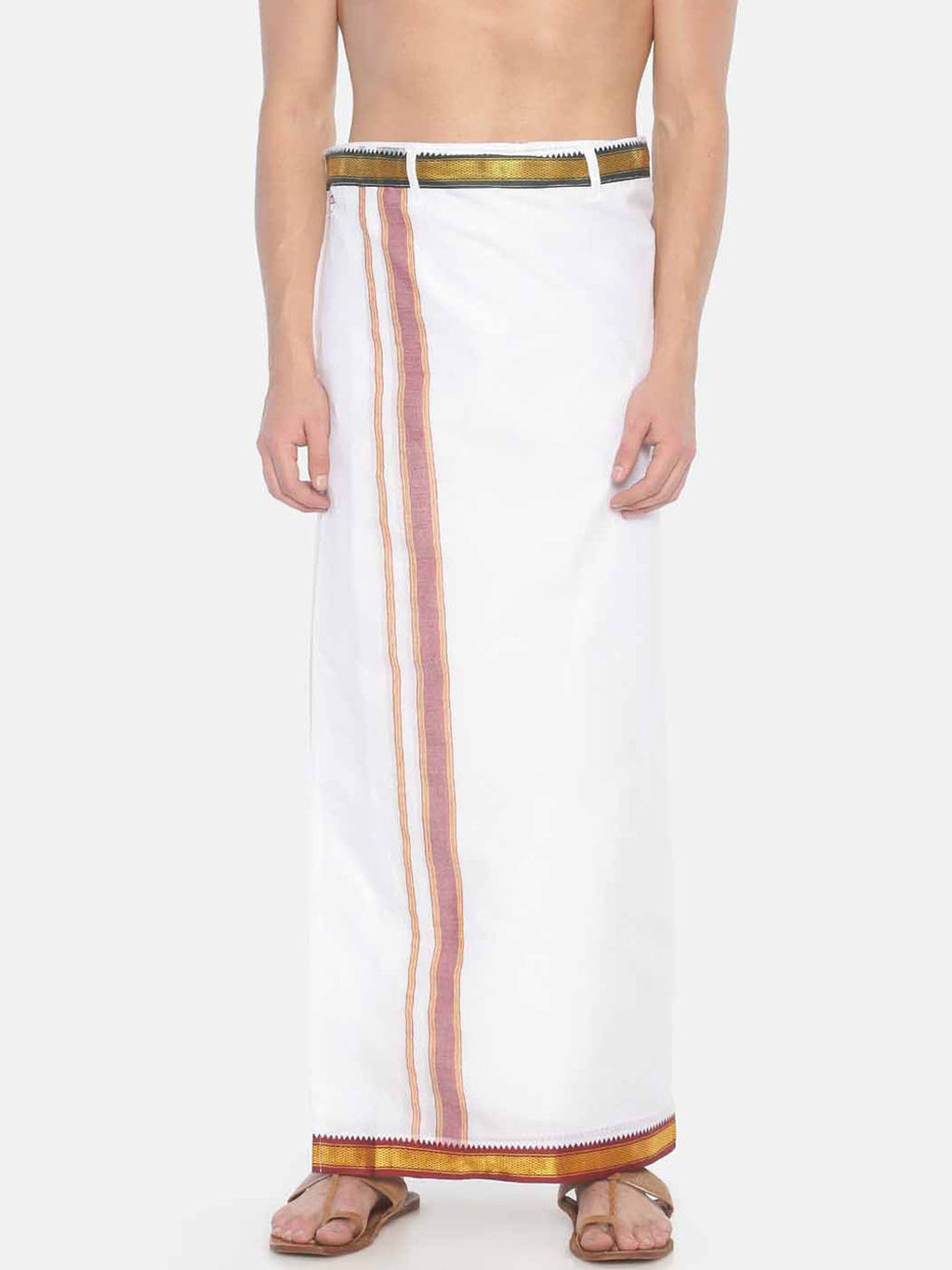 Sethukrishna White Solid Readymade Pocket Dhoti For Men - Distacart