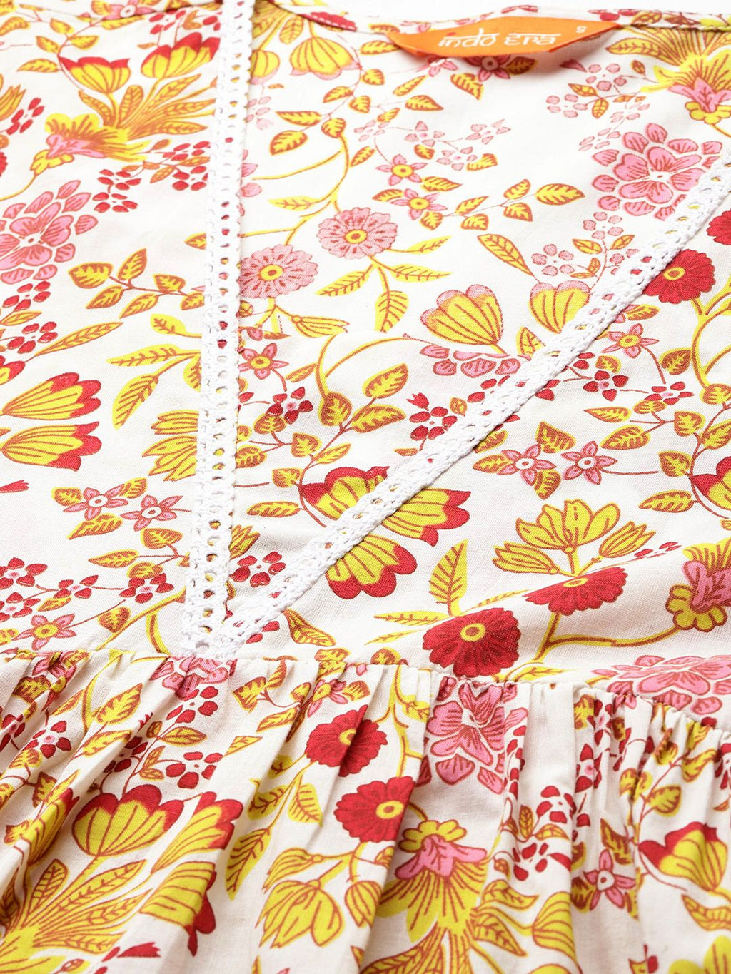 Indo Era Floral Printed Pure Cotton Kurta with Palazzos & Dupatta