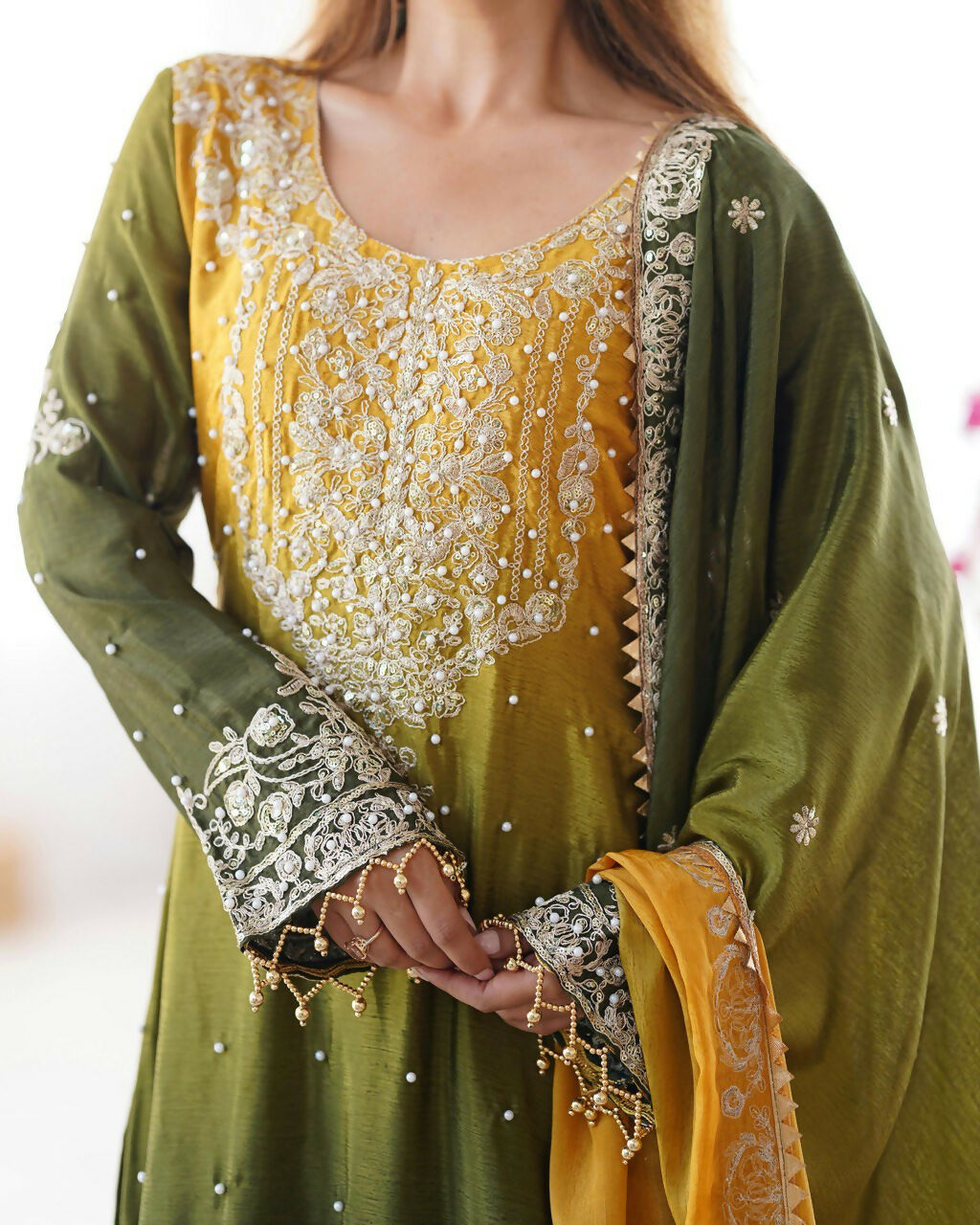 The52 Women's Beautiful Chinon silk Fabric Embroidery Work Straight Kurta Palazzo and Dupatta Set - Distacart