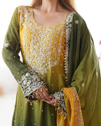 The52 Women's Beautiful Chinon silk Fabric Embroidery Work Straight Kurta Palazzo and Dupatta Set - Distacart