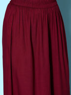 All About You Carmine Maroon Printed A-Line Veere Di Wedding Kurta with Palazzos