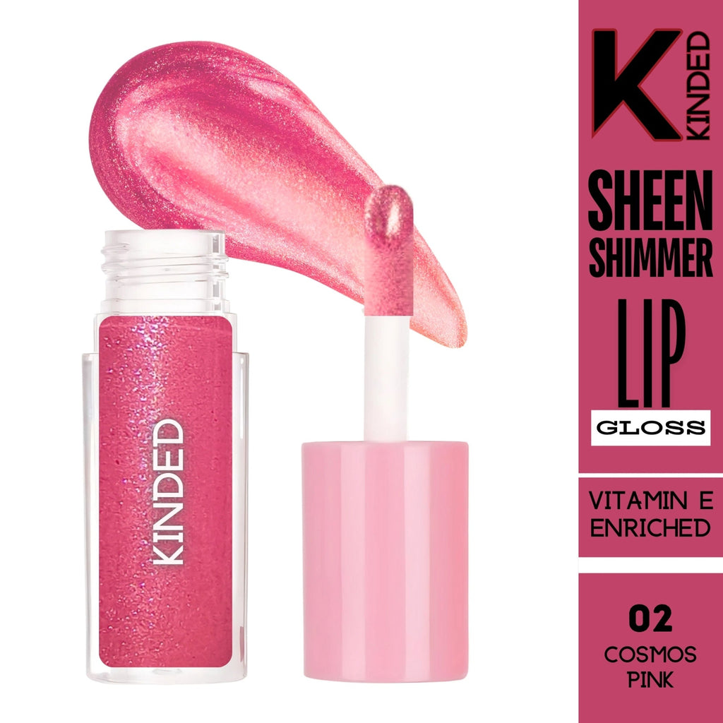 kinded sheen shimmer lip gloss 02 cosmos pink