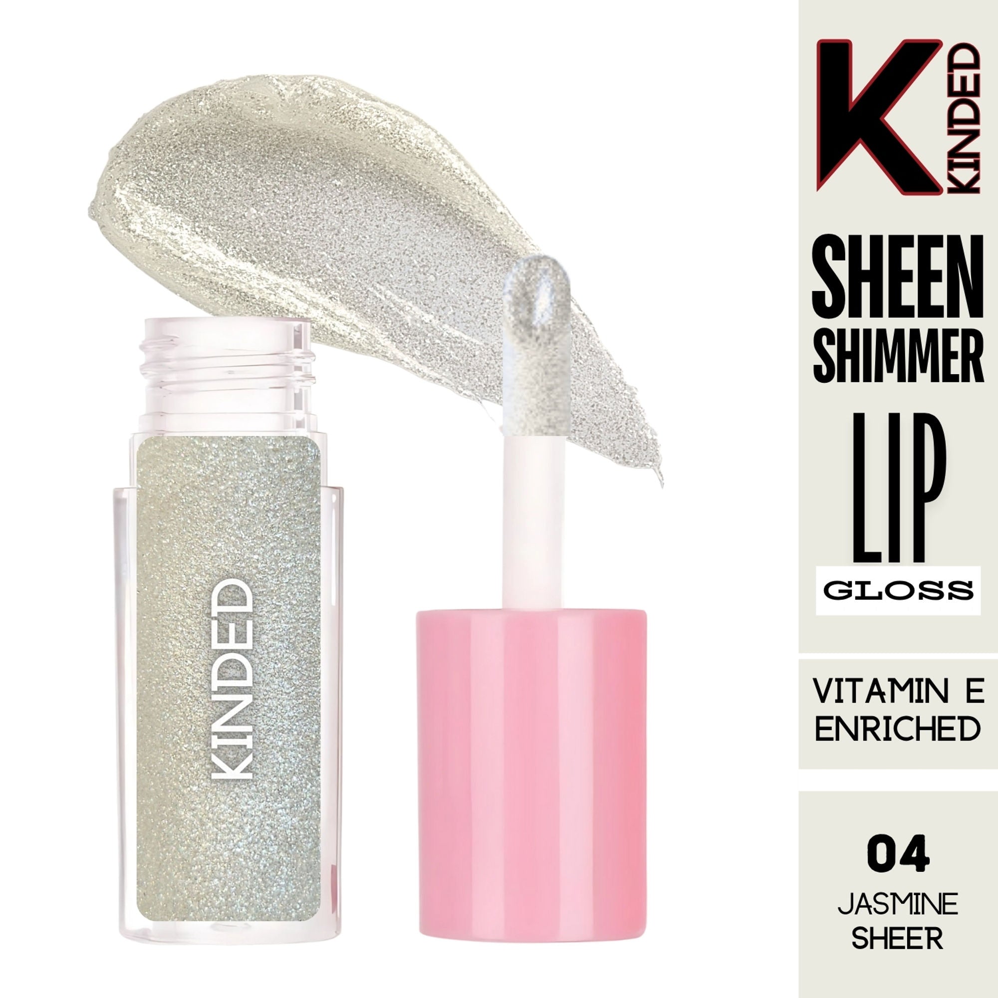 KINDED Sheen Shimmer Lip Gloss - 04 Jasmine Sheer