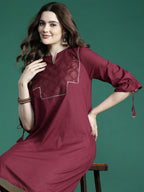 Sangria Ethnic Motifs Printed Gotta Patti Pure Cotton Kurta