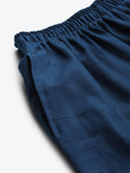 TAG 7 Women Navy Blue Hem Design Straight Palazzos