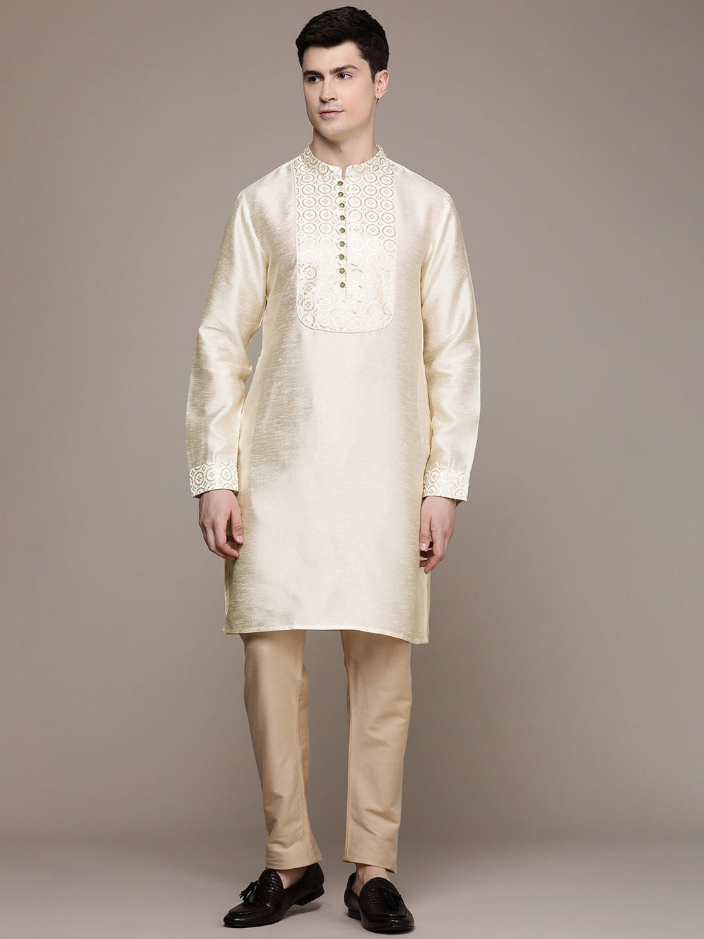 House of Pataudi Ethnic Motifs Yoke Design Sequinned Jashn Kurta