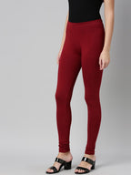 Souchii Maroon Solid Churidar-Length Leggings - Distacart