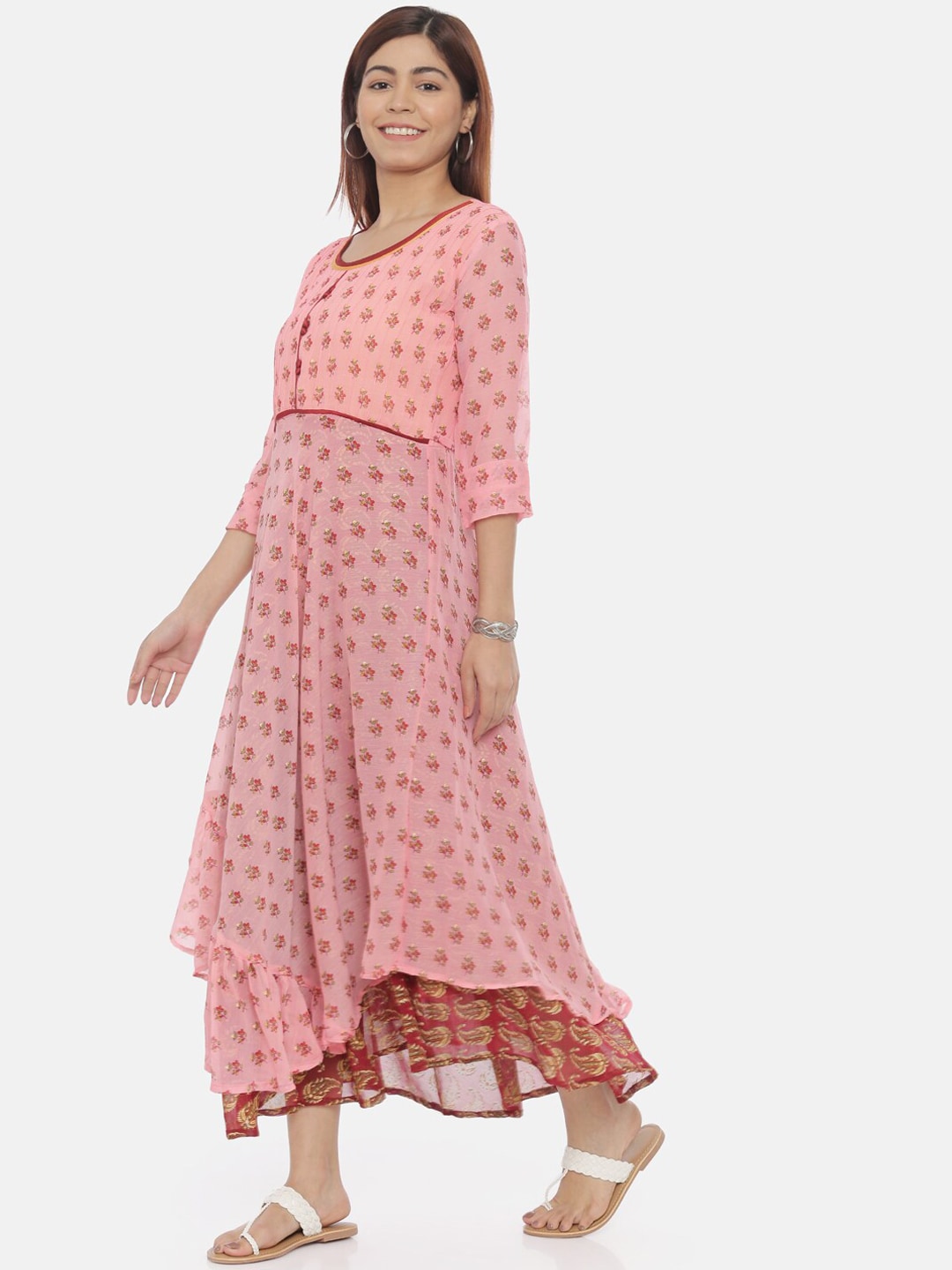 Souchii Brown Printed Maxi Dress - Distacart