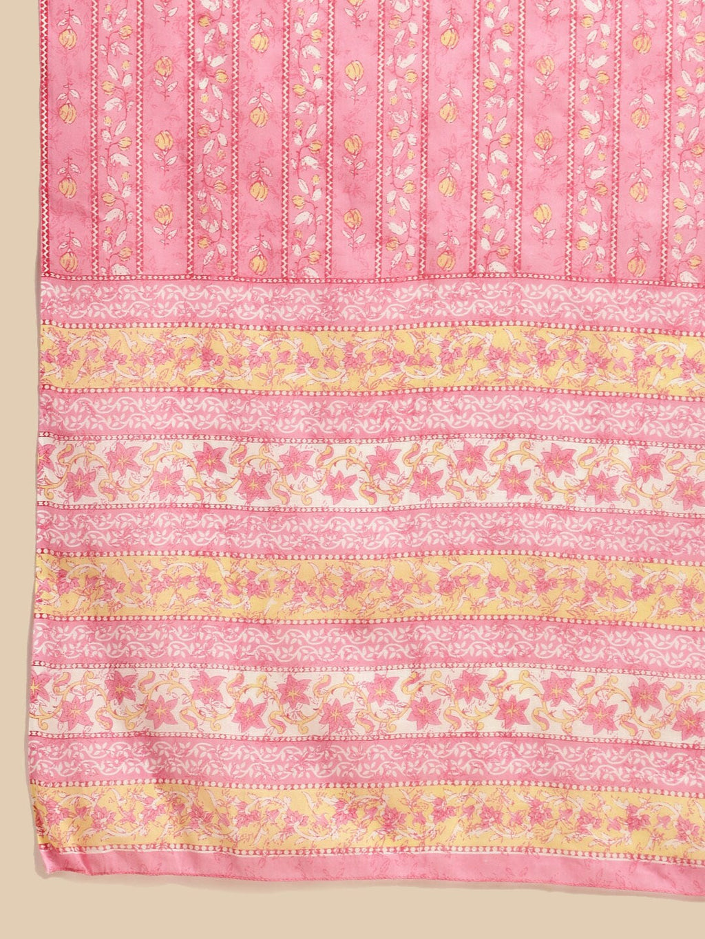 Sangria Floral Printed Pure-Cotton Straight Kurta With Trouser & Dupatta