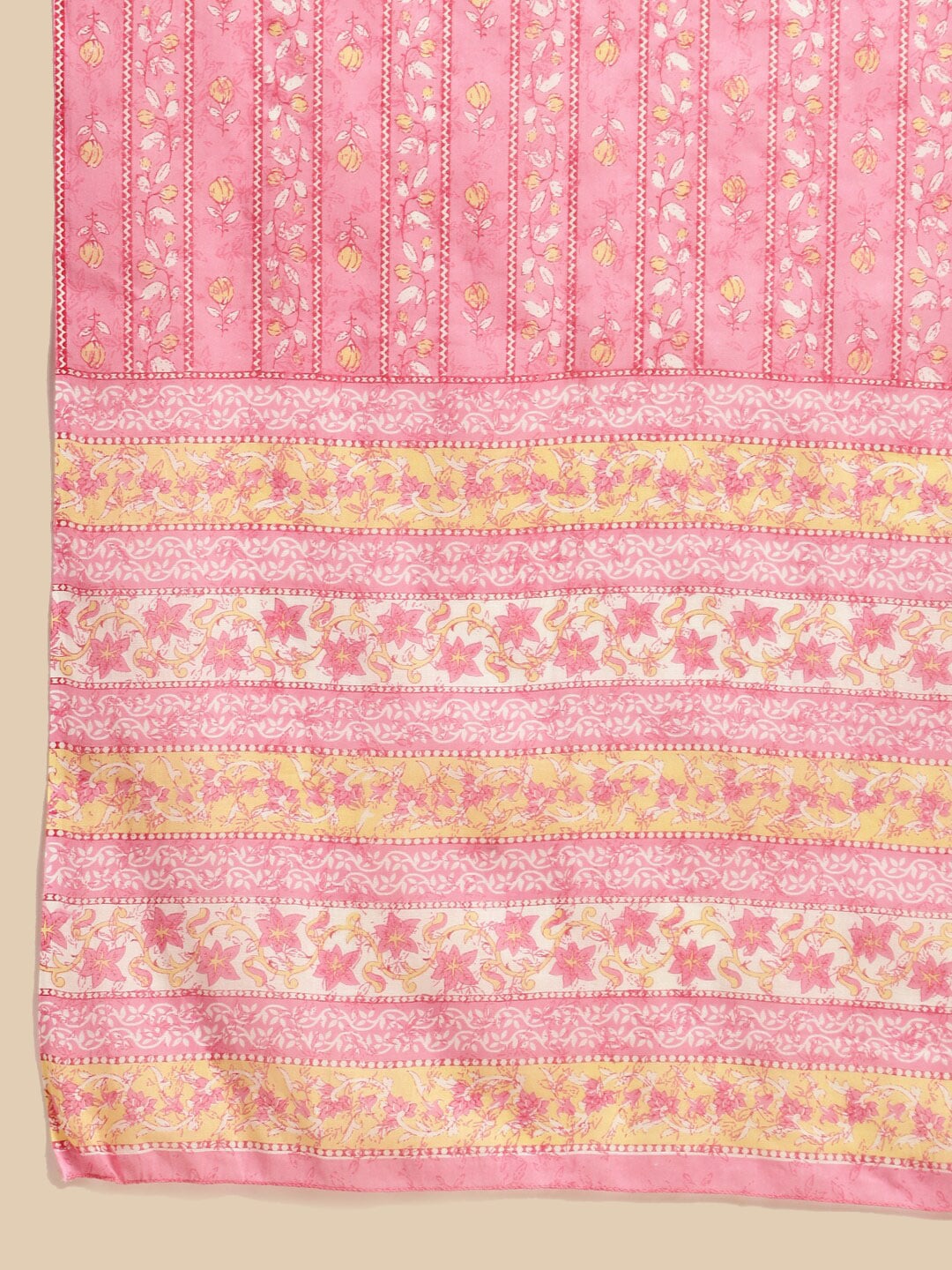 Sangria Floral Printed Pure-Cotton Straight Kurta With Trouser & Dupatta