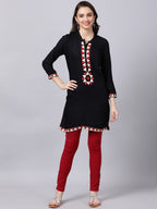 Souchii Women Black Geometric Embroidered Grandeur & Majestic Artwork Kurta - Distacart
