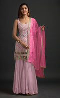 Anaita Pink Georgette Suit with Embroidered Thread & Sequence Work - Distacart