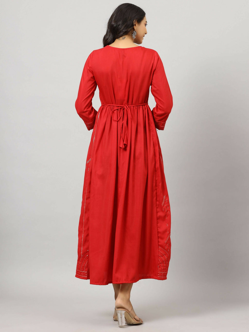 Juniper Women's Red Festive Printed Flared Dress - Distacart