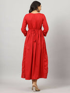 Juniper Women's Red Festive Printed Flared Dress - Distacart