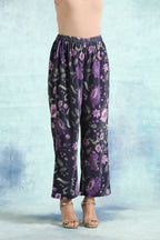 trueBrowns Black Printed Velvet Pant