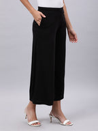 Souchii Women Black Liva Solid Palazzos - Distacart
