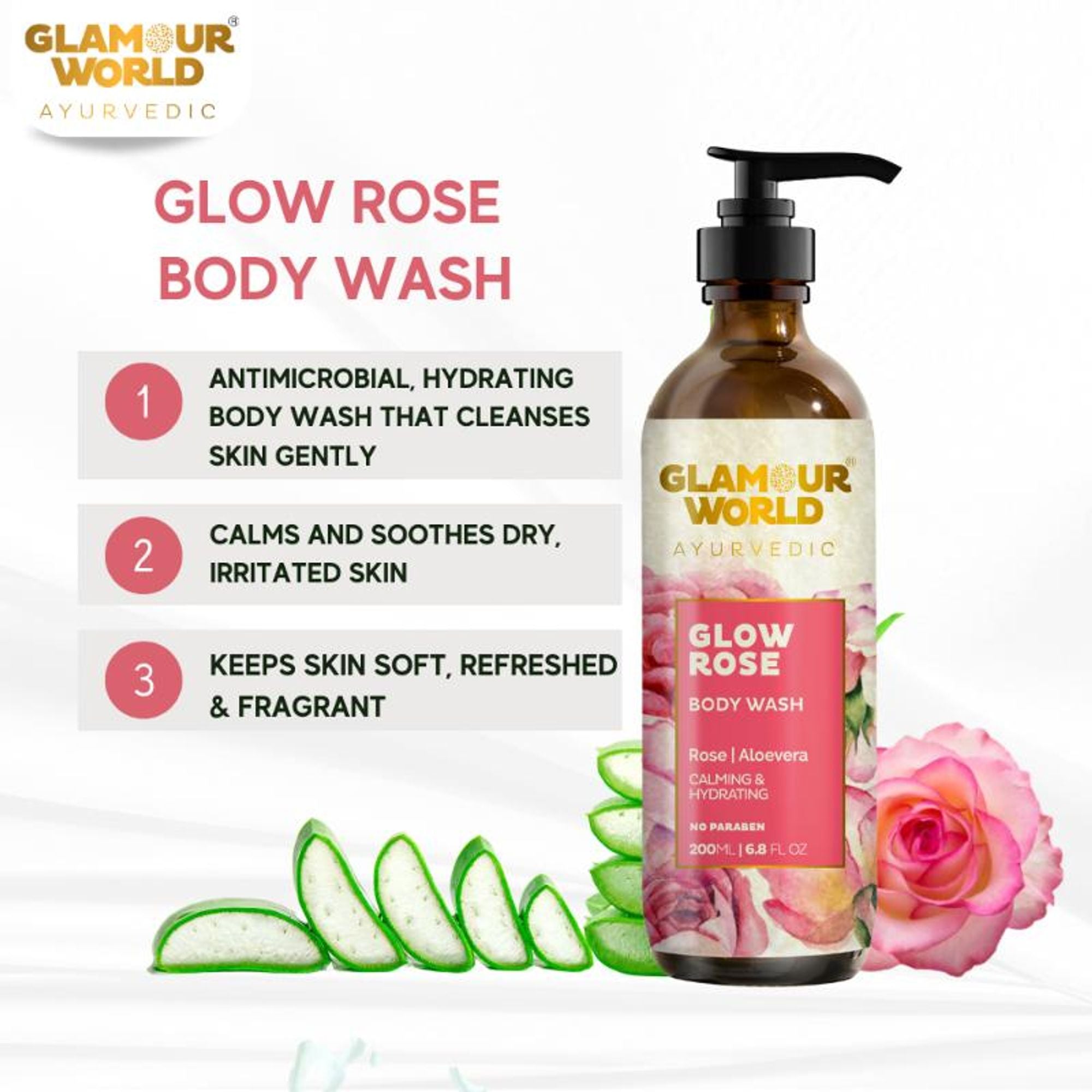 GLAMOUR WORLD AYURVEDIC Glow Rose Body Wash