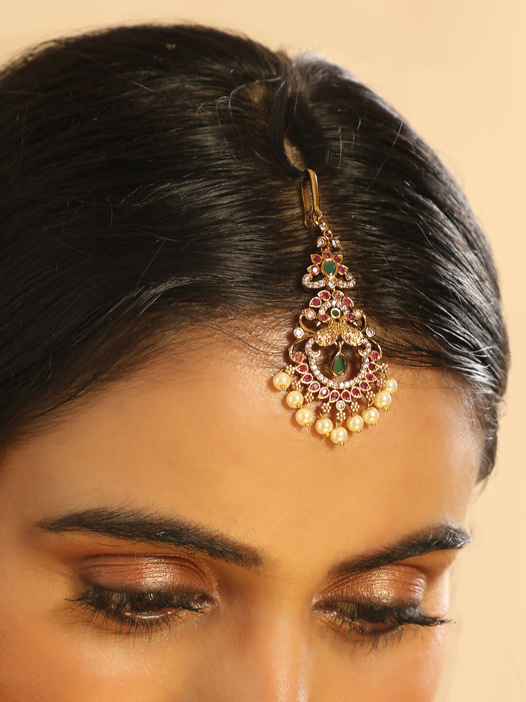 Nuyug 18K Gold Plated Ethereal Dual Color Maang Tikka - Distacart