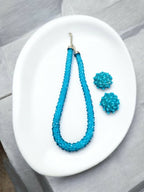 Inhanns Noor-E-Jalwa – Handmade Crystal Bead Necklace / Necklace With Earrings -Adjustable - Sky Blue