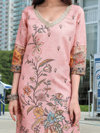 Joban Fashion Pink Position Digital Print With Position Foil Kurta Set - Distacart