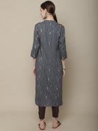 Sangria Women Charcoal & Beige Printed Kurta