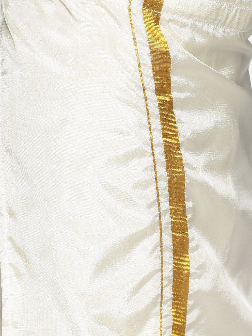 Sethukrishna Boys White & Gold-Toned Pure Cotton Shirt with Dhoti Set