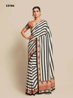 Black Bright Moss Designer Digital Printed Party Wear Saree - Be Verly