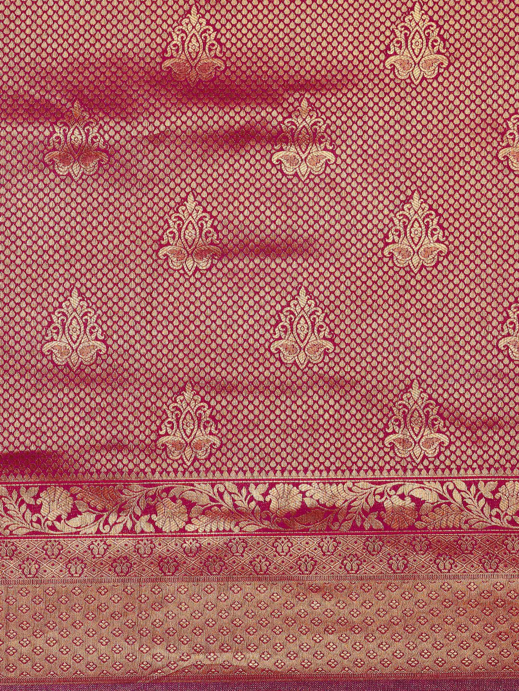 Saree Mall Magenta Ethnic Motifs Zari Silk Blend Banarasi Saree - Distacart