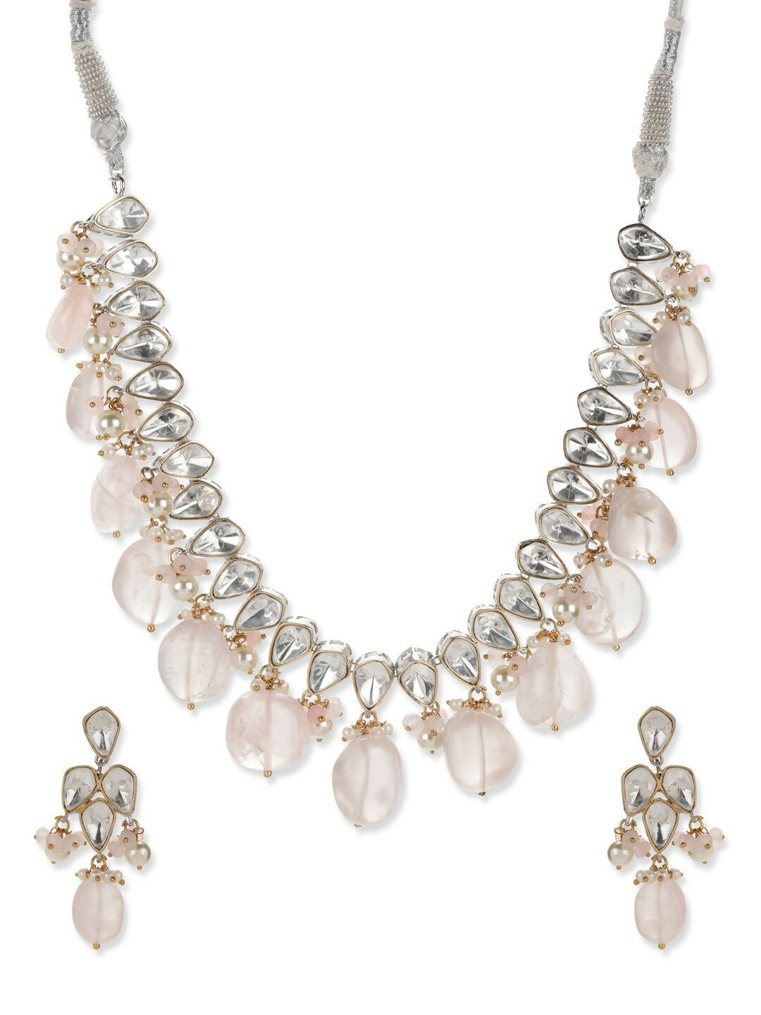 Blush Pink Kundan Choker with Earrings- Ruby Raang