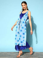 Ahalyaa Womens Royal Blue Poly Silk Printed Jumpsuit - Distacart