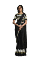 Black Crepe Silk Sequence Embroidered Saree With Stitched Blouse - Mohmanthan La Belle