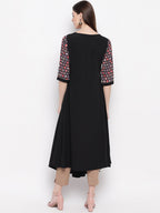 Janasya Black Geometric Yoke Design Crepe Anarkali Kurta - Distacart
