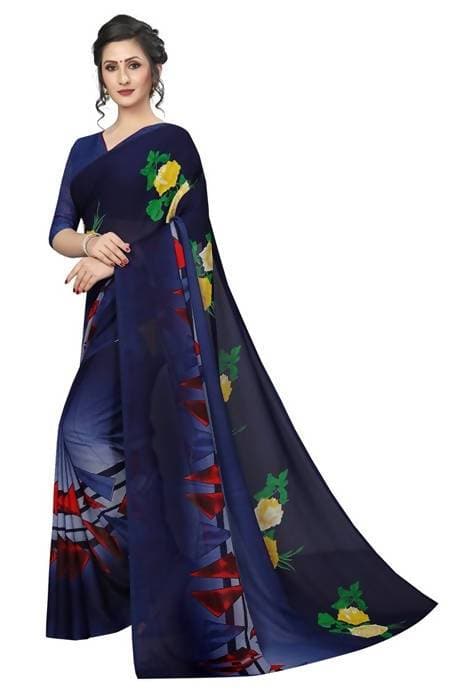 Vamika Navy Georgette Printed Contemporary Saree (SKODA NAVY)