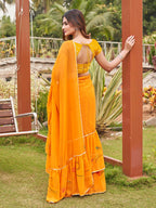 Tikhi Imli Mustard Yellow Gotta Patti Ruffles Saree - Distacart