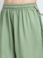 TAG 7 Women Pack of 2 Green Flared Ethnic Palazzos