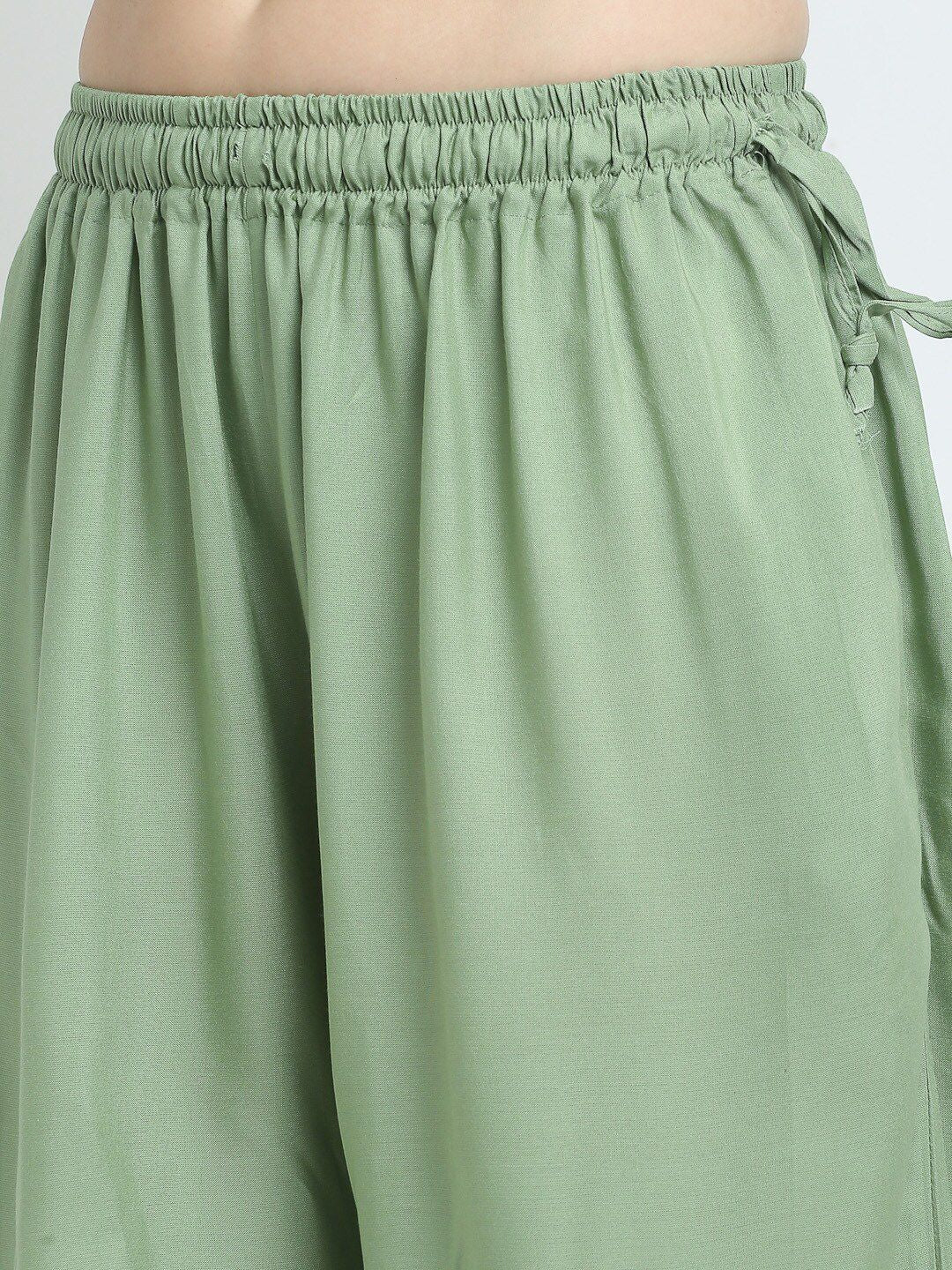 TAG 7 Women Pack of 2 Green Flared Ethnic Palazzos