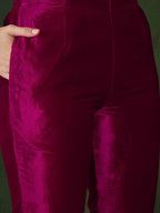 Sangria Embroidered Velvet Kurta & Trousers with Dupatta
