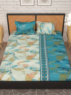 Story@home Blue & White Floral Microfiber 180 TC Queen Bedsheet With 2 Pillow Covers