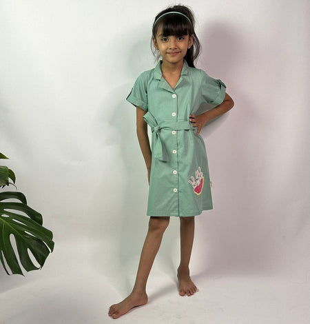 ArthLife Seafoam Green Watermelon Shirt Dress