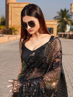 Tikhi Imli Sequinned Satin Saree - Distacart
