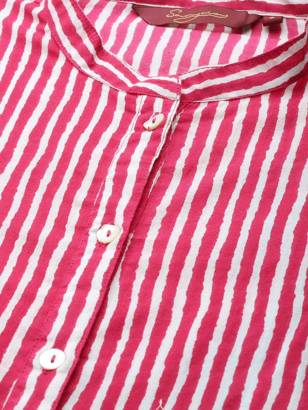 Sangria Women Pink Striped Pure Cotton Kurta with Palazzos