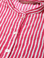 Sangria Women Pink Striped Pure Cotton Kurta with Palazzos