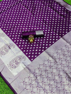 DEIANA'S Beautiful Designer Golden zari Soft Lichi Silk Saree - Wine