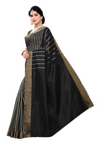 Vamika Black and White Lines Cotton Silk Weaving Saree (Paithani Black) - Distacart