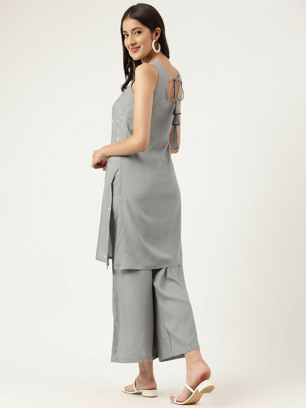 Joban Fashion Grey Rayon and Embroidered Work Straight Kurta Bottom Set
