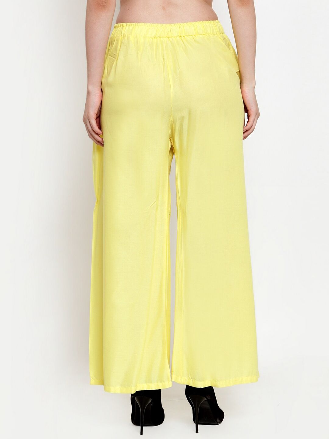 TAG 7 Women Yellow Solid Flared Ethnic Palazzos
