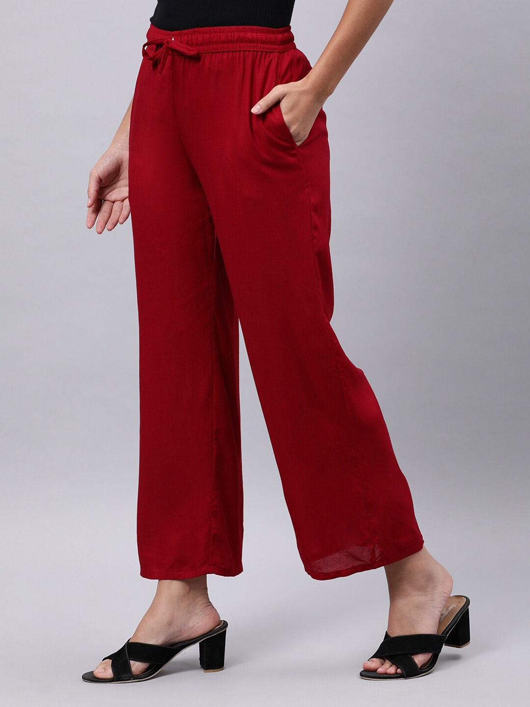Souchii Maroon Liva Ethnic Palazzos - Distacart