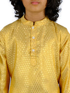 Sethukrishna Boys Gold-Toned Kurta with White Dhoti Pant